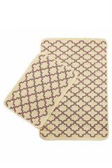 Набор ковриков в ванную комнату IzziHome 40*60+60*90 см - Solo krem pembe geometri
