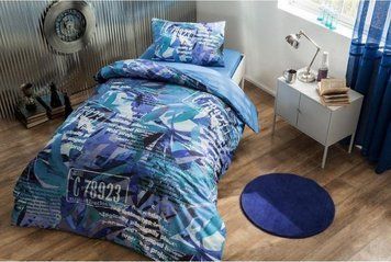 Постельное белье Tac Teen Ranforce Graffiti - Paint mavi подростковое