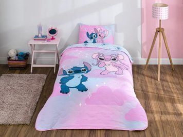 Покрывало Tac Disney стеганное 160*220 см с наволочкой - Stitch Shiny