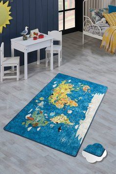 Коврик в детскую комнату Chilai Home World Map Mavi 100*160