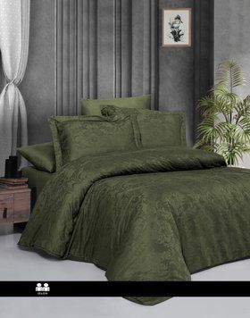 Постельное белье First Choice евро размер жаккард -  Regina dark green