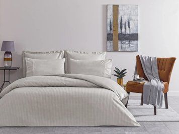 Постельное белье Tac premium basic сатин stripe king size - gri