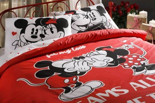 Постельное белье TAC на резинке - Mickey & Minnie Dreams Glow