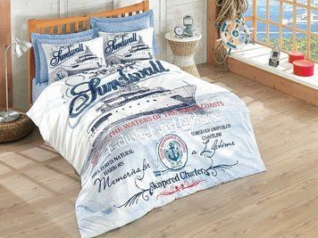 Постельное белье Cotton Box&trade; ранфорс евро - Harbors Mavi