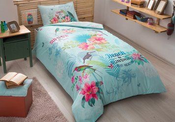 Постельное белье Tac Teen ранфорс на резинке - Summer tur подростковое
