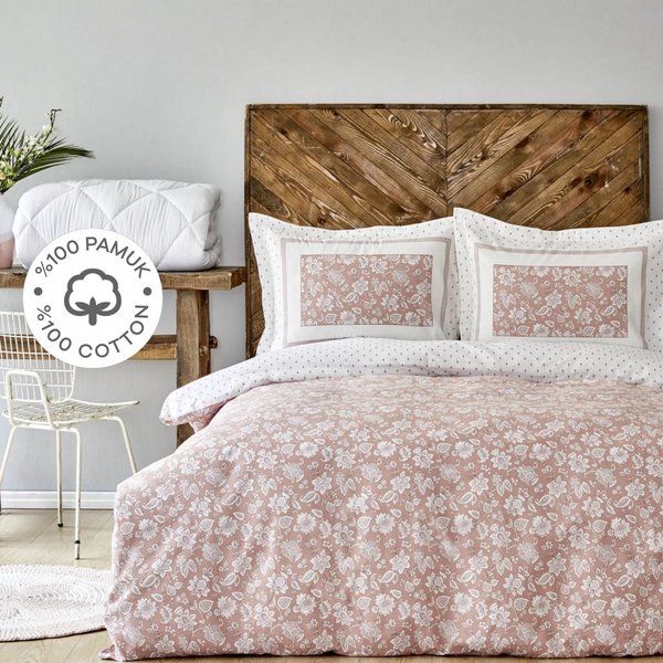 Постельное белье Karaca Home ранфорс - Celerina pembe розовый евро 160*200+30 (ПВХ)