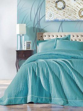 Покрывало Diamond Cotton Box 260*230 - голубое