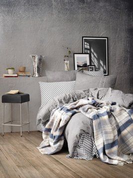 Постельное белье с пледом Cotton Box&trade; Denim ранфорс евро - Gri