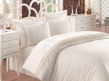 Постельное белье Cotton Box сатин с вышивкой - Linetta ekru