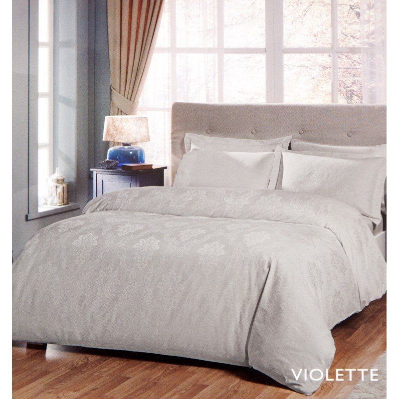 Постельное белье TAC жаккард PVC - Violette серый