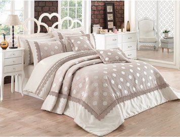 Покрывало Delux жаккард Cotton Box 270*260 - Caren бежевое