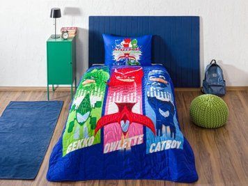 Покрывало Tac Disney стеганное 160*220 см с наволочкой - PJ Masks Power UP