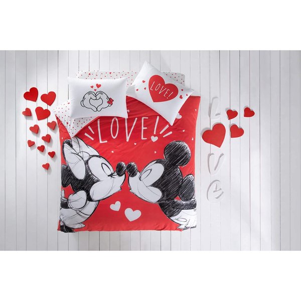 Постельное белье TAC на резинке - Mickey & Minnie Lovely ( евро)