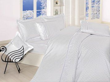 Постельное белье First Choice Vip сатин жаккард - S-89 Prestige Beyaz