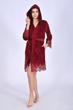 Халат женский бамбуковый тонкий велюр Nusa ns 0483 bordo
