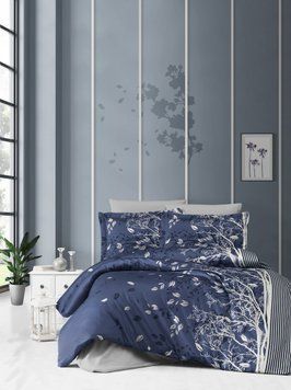 Постельное белье First Choice люкс сатин -living navy blue