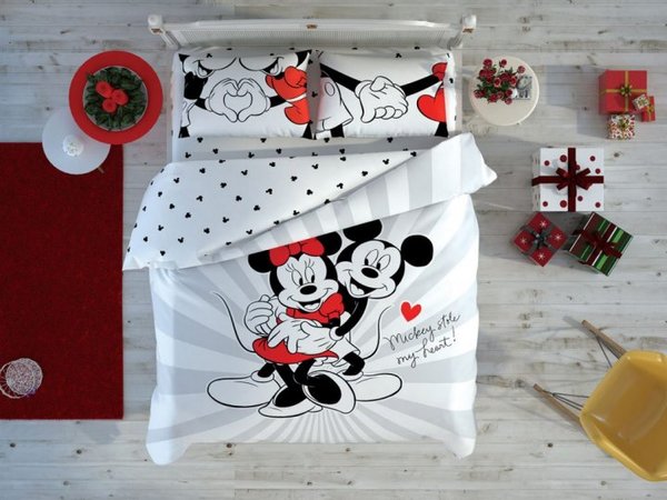 Постельное белье TAC на резинке - Mickey & Minnie Love Day ( евро)