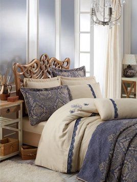 Покрывало Platinum жаккард Cotton Box 250*260 - Ornella синее