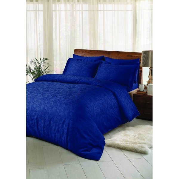 Двухспальное евро постельное белье Tac жаккард - Brinley lacivert синий
