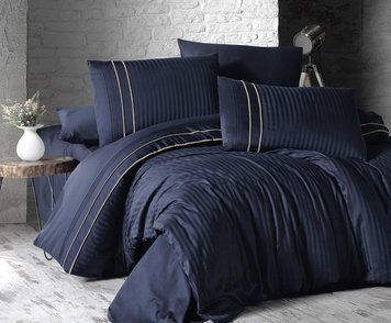 Постельное белье First Choice сатин де люкс - Stripe style lacivert