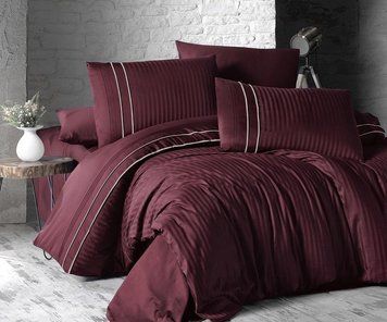 Постельное белье First Choice сатин де люкс - Stripe style bordo