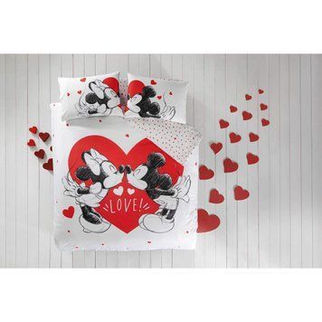 Постельное белье TAC на резинке - Minnie & Mickey Heart ( євро)