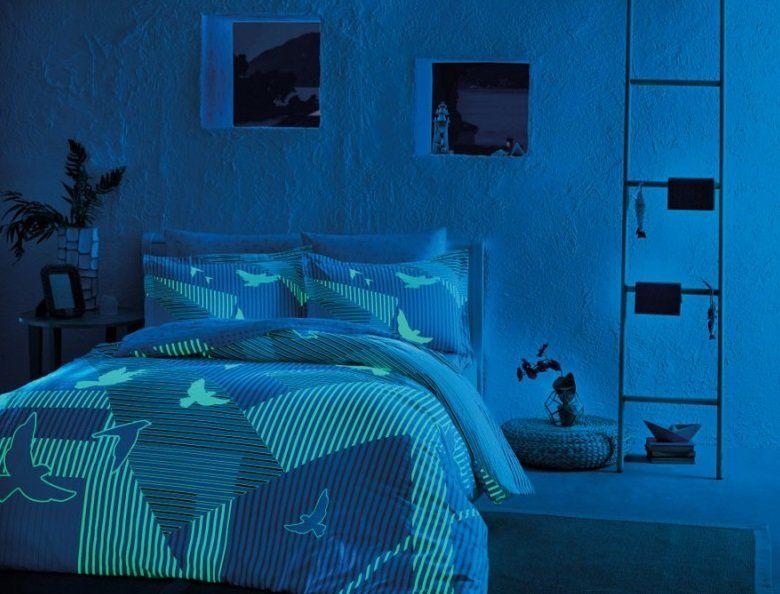 Постельное белье светящееся ТАС Glow - Izzie голубой