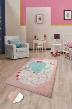 Коврик в детскую комнату Chilai Home 100*160 - Elephants bike pembe