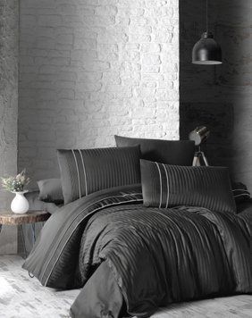 Постельное белье First Choice сатин де люкс - Stripe style anthracite (smoke)