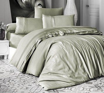 Постельное белье First Choice сатин де люкс - Square style yesil