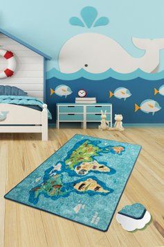 Коврик в детскую комнату Chilai Home Map Mavi 100*160