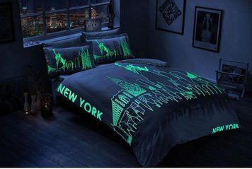 Постельное белье светящееся ТАС Glow евро - New York gri