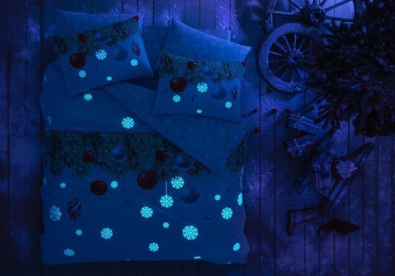 Постельное белье светящееся в темноте ТАС Glow - Snowflake yesil