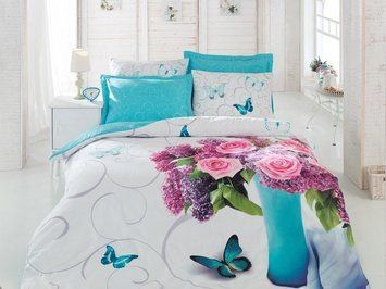 Постельное белье Floral Seri 3D - Meri Turkuaz